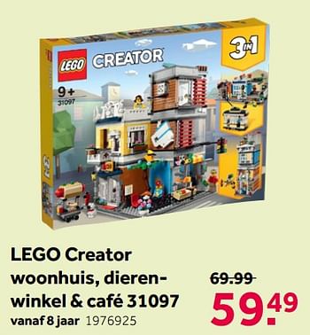 Aanbiedingen Lego creator woonhuis, dierenwinkel + café 31097 - Lego - Geldig van 16/05/2020 tot 31/05/2020 bij Intertoys
