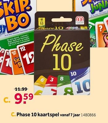 Aanbiedingen Phase 10 kaartspel - Mattel - Geldig van 16/05/2020 tot 31/05/2020 bij Intertoys