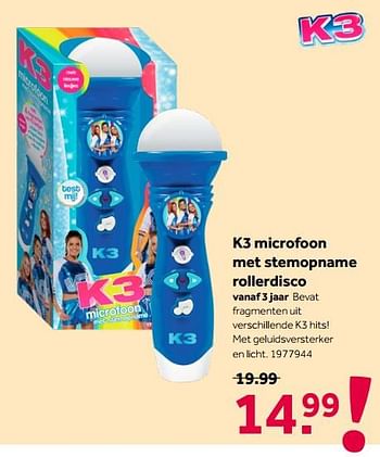 Aanbiedingen K3 microfoon met stemopname rollerdisco - Studio 100 - Geldig van 16/05/2020 tot 31/05/2020 bij Intertoys