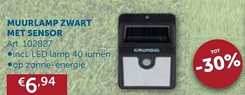 Aanbiedingen Muurlamp zwart met sensor - Grundig - Geldig van 26/05/2020 tot 22/06/2020 bij Zelfbouwmarkt
