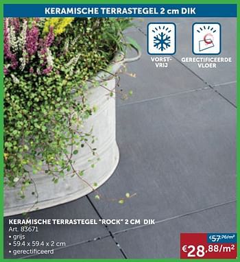 Aanbiedingen Keramische terrastegel rock 2 cm dik - Geldig van 26/05/2020 tot 22/06/2020 bij Zelfbouwmarkt