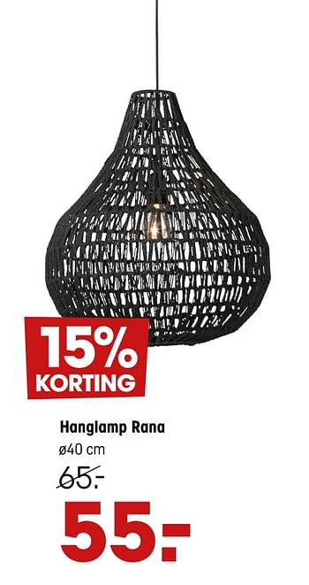 Aanbiedingen Hanglamp rana - Huismerk - Kwantum - Geldig van 25/05/2020 tot 07/06/2020 bij Kwantum