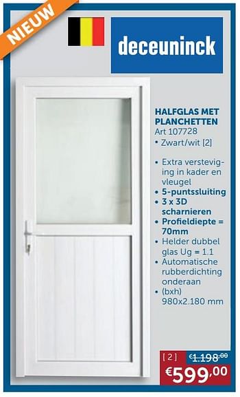 Aanbiedingen Buitendeuren halfglas met planchetten zwart-wit - Geldig van 26/05/2020 tot 22/06/2020 bij Zelfbouwmarkt