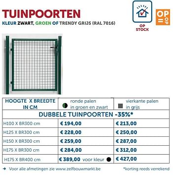 Aanbiedingen Tuinpoorten dubbele tuinpoorten - Geldig van 26/05/2020 tot 22/06/2020 bij Zelfbouwmarkt