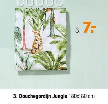 Aanbiedingen Douchegordijn jungle - Huismerk - Kwantum - Geldig van 22/06/2020 tot 05/07/2020 bij Kwantum