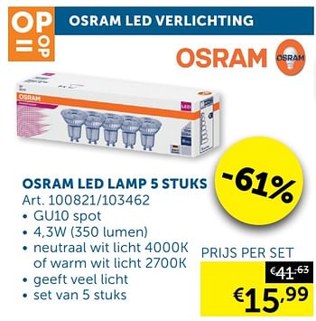 Aanbiedingen Osram led lamp 5 stuks - Osram - Geldig van 23/06/2020 tot 20/07/2020 bij Zelfbouwmarkt