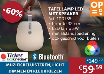 Aanbiedingen Tafellamp led met speaker - Geldig van 23/06/2020 tot 20/07/2020 bij Zelfbouwmarkt