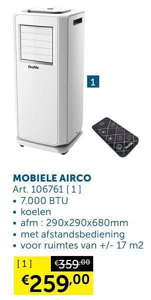 Aanbiedingen Mobiele airco - Profile - Geldig van 23/06/2020 tot 20/07/2020 bij Zelfbouwmarkt