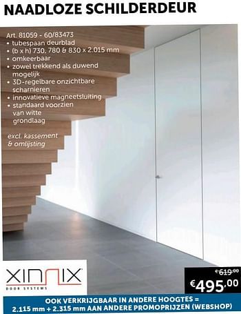 Aanbiedingen Naadloze schilderdeur - Xinnix - Geldig van 23/06/2020 tot 20/07/2020 bij Zelfbouwmarkt