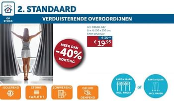 Aanbiedingen Standaard verduisterende overgordijnen - Geldig van 23/06/2020 tot 20/07/2020 bij Zelfbouwmarkt