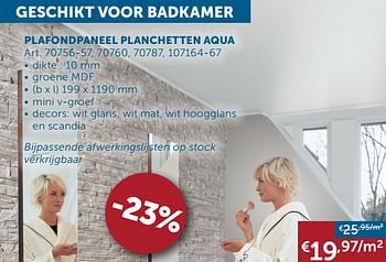 Aanbiedingen Plafondpaneel planchetten aqua - Aqua - Geldig van 23/06/2020 tot 20/07/2020 bij Zelfbouwmarkt