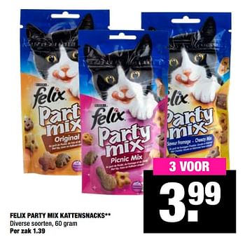 Aanbiedingen Felix party mix kattensnacks - Purina - Geldig van 15/06/2020 tot 28/06/2020 bij Big Bazar