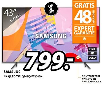 Aanbiedingen Samsung 4k qled tv qe43q67t (2020) - Samsung - Geldig van 22/06/2020 tot 28/06/2020 bij Expert