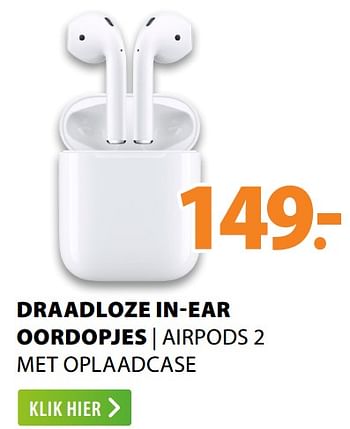 Aanbiedingen Draadloze in-ear oordopjes airpods 2 met oplaadcase - Apple - Geldig van 22/06/2020 tot 28/06/2020 bij Expert