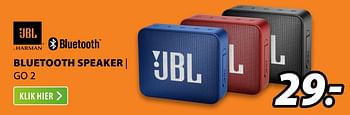 Aanbiedingen Jbl bluetooth speaker go 2 - JBL - Geldig van 22/06/2020 tot 28/06/2020 bij Expert