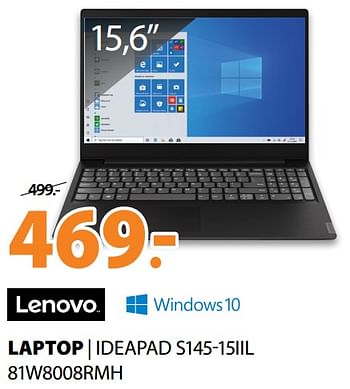 Aanbiedingen Lenovo laptop ideapad s145-15iil 81w8008rmh - Lenovo - Geldig van 22/06/2020 tot 28/06/2020 bij Expert