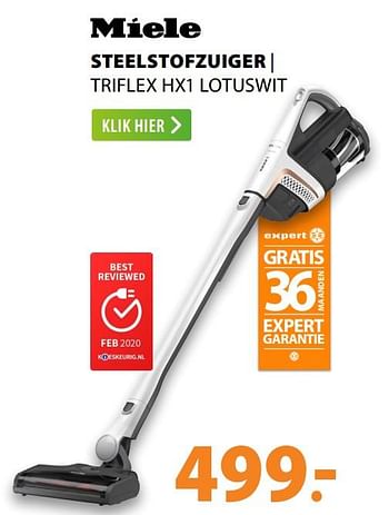 Aanbiedingen Miele steelstofzuiger triflex hx1 lotuswit - Miele - Geldig van 22/06/2020 tot 28/06/2020 bij Expert