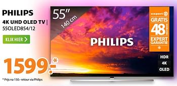 Aanbiedingen Philips 4k uhd oled tv 55oled854-12 - Philips - Geldig van 22/06/2020 tot 28/06/2020 bij Expert