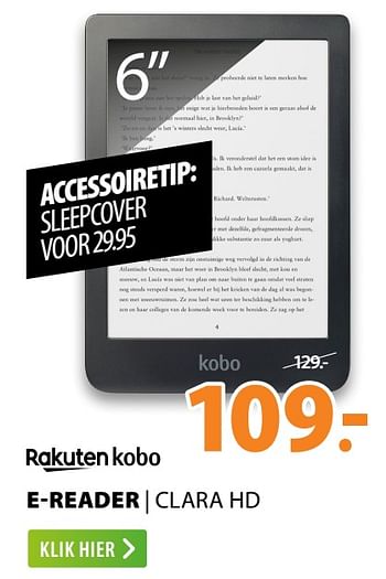 Aanbiedingen Rakuten kobo e-reader clara hd - Rakutenkobo - Geldig van 22/06/2020 tot 28/06/2020 bij Expert