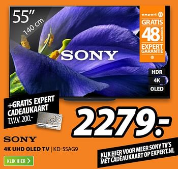 Aanbiedingen Sony 4k uhd oled tv kd-55ag9 - Sony - Geldig van 22/06/2020 tot 28/06/2020 bij Expert
