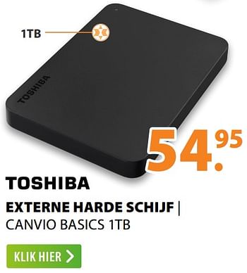 Aanbiedingen Toshiba externe harde schijf canvio basics 1tb - Toshiba - Geldig van 22/06/2020 tot 28/06/2020 bij Expert
