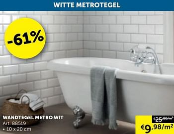Aanbiedingen Wandtegel metro wit - Geldig van 30/06/2020 tot 27/07/2020 bij Zelfbouwmarkt