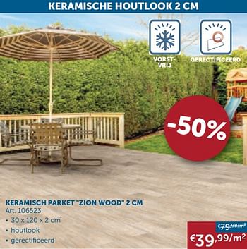 Aanbiedingen Keramisch parket zion wood 2 cm - Geldig van 30/06/2020 tot 27/07/2020 bij Zelfbouwmarkt