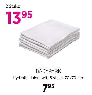 Aanbiedingen Babypark hydrofiel luiers wit - Huismerk - Babypark - Geldig van 17/06/2020 tot 20/07/2020 bij Babypark
