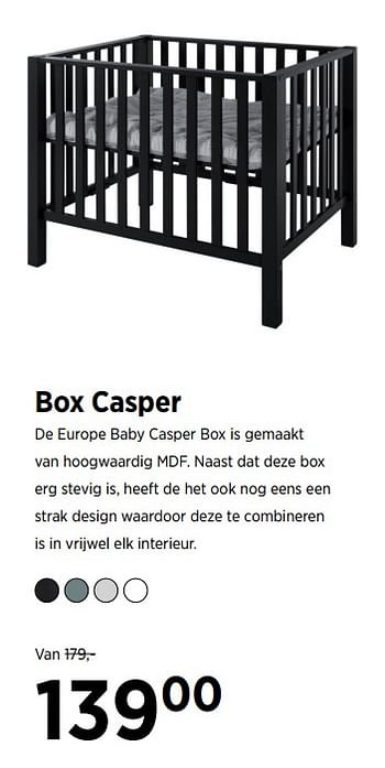 Aanbiedingen Box casper - Huismerk - Babypark - Geldig van 17/06/2020 tot 20/07/2020 bij Babypark