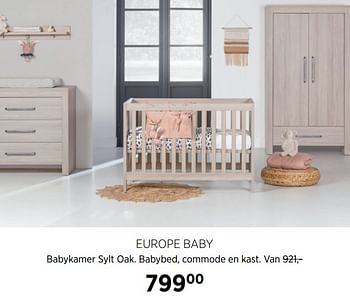 Aanbiedingen Europe baby babykamer sylt oak. babybed, commode en kast - Europe baby - Geldig van 17/06/2020 tot 20/07/2020 bij Babypark