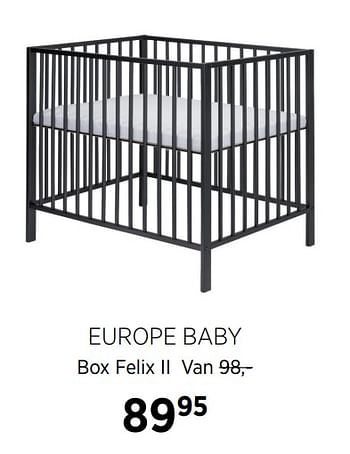 Aanbiedingen Europe baby box felix ii - Europe baby - Geldig van 17/06/2020 tot 20/07/2020 bij Babypark