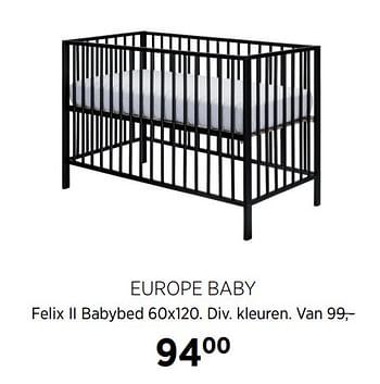 Aanbiedingen Europe baby felix ii babybed - Europe baby - Geldig van 17/06/2020 tot 20/07/2020 bij Babypark