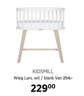 Aanbiedingen Kidsmill wieg lars, wit - blank - Kidsmill - Geldig van 17/06/2020 tot 20/07/2020 bij Babypark