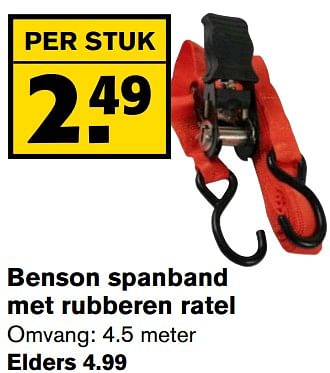 Aanbiedingen Benson spanband met rubberen ratel - Benson - Geldig van 24/06/2020 tot 30/06/2020 bij Hoogvliet