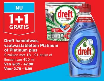 Aanbiedingen Dreft handafwas vaatwastabletten platinum of platinum plus - Dreft - Geldig van 24/06/2020 tot 30/06/2020 bij Hoogvliet