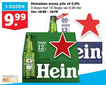 Aanbiedingen Heineken mono pils of 0.0% - Heineken - Geldig van 24/06/2020 tot 30/06/2020 bij Hoogvliet