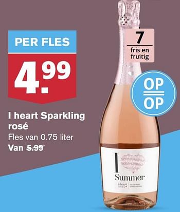 Aanbiedingen I heart sparkling rosé - Schuimwijnen - Geldig van 24/06/2020 tot 30/06/2020 bij Hoogvliet
