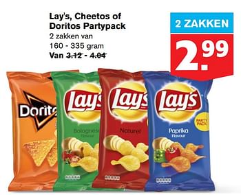 Aanbiedingen Lay`s cheetos of doritos partypack - Huismerk - Hoogvliet - Geldig van 24/06/2020 tot 30/06/2020 bij Hoogvliet