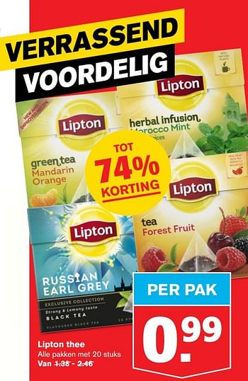 Aanbiedingen Lipton thee - Lipton - Geldig van 24/06/2020 tot 30/06/2020 bij Hoogvliet
