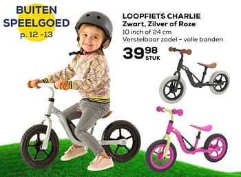 Aanbiedingen Loopfiets charlie zwart, zilver of roze - Huismerk - Supra Bazar - Geldig van 26/06/2020 tot 28/07/2020 bij Supra Bazar