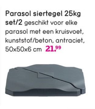 Aanbiedingen Parasol siertegel set-2 - Huismerk - Leen Bakker - Geldig van 22/06/2020 tot 05/07/2020 bij Leen Bakker