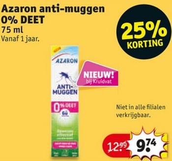 Aanbiedingen Azaron anti-muggen 0% deet - Azaron - Geldig van 23/06/2020 tot 05/07/2020 bij Kruidvat
