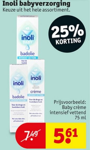 Aanbiedingen Baby crème intensief vettend - Inoli - Geldig van 23/06/2020 tot 05/07/2020 bij Kruidvat