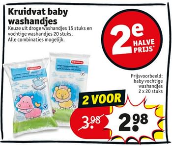 Aanbiedingen Baby vochtige washandjes - Huismerk - Kruidvat - Geldig van 23/06/2020 tot 05/07/2020 bij Kruidvat
