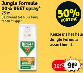 Aanbiedingen Jungle formule 20% deet spray - Jungle Formula - Geldig van 23/06/2020 tot 05/07/2020 bij Kruidvat