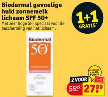 Aanbiedingen Biodermal gevoelige huid zonnemelk lichaam spf 50+ - Biodermal - Geldig van 23/06/2020 tot 05/07/2020 bij Kruidvat