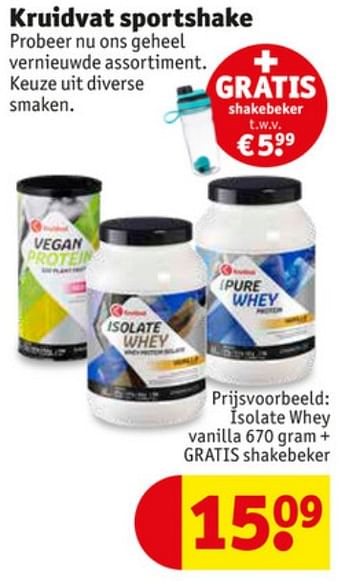 Aanbiedingen Isolate whey vanilla + gratis shakebeker - Huismerk - Kruidvat - Geldig van 23/06/2020 tot 05/07/2020 bij Kruidvat