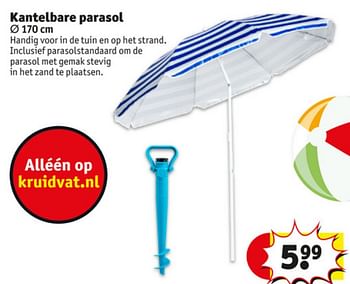 Aanbiedingen Kantelbare parasol - Huismerk - Kruidvat - Geldig van 23/06/2020 tot 05/07/2020 bij Kruidvat