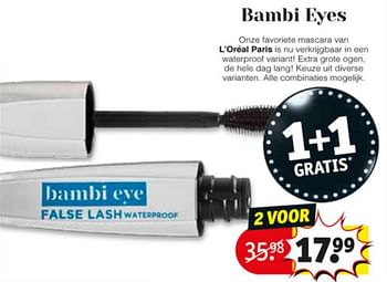 Aanbiedingen Bambi eyes - L'Oreal Paris - Geldig van 23/06/2020 tot 05/07/2020 bij Kruidvat