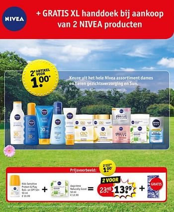 Aanbiedingen Kids sensitive protect + play roll- on spf 50+ + dagcrème naturally good - Nivea - Geldig van 23/06/2020 tot 05/07/2020 bij Kruidvat